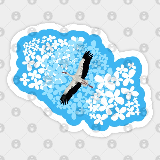 Stork and flowers Sticker by KateQR